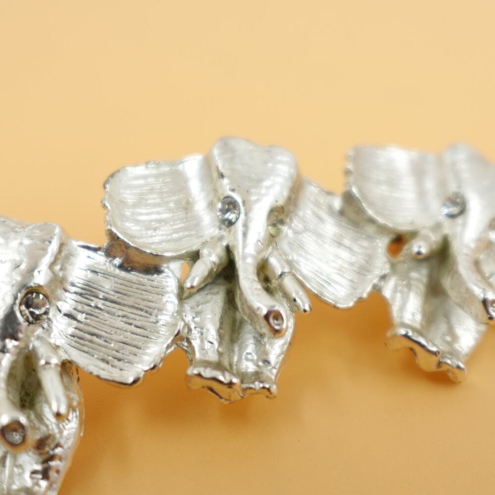 Elephant Brooch Silver-Tone Rhinestone Eye‎ Novelty Pin - Picture 5 of 12